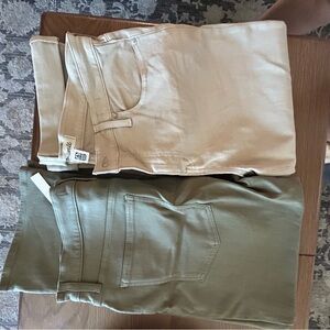 2 Pairs of Beige and Olive Jeans
